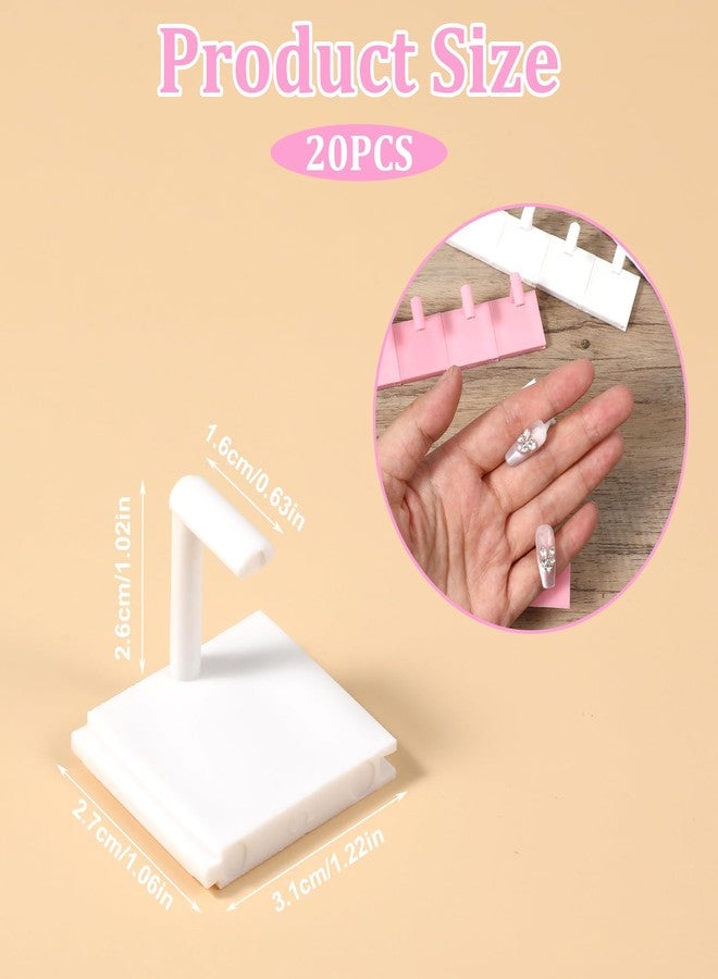 Xyembu 20 Pcs Nail Stand, Nails Tip Display Holder, Nail Practice Stand, Nails Tip Practice Art Training Stands for Painting-Nails, DIY Manicure Fingernail Salon (White+Pink) - Image 4